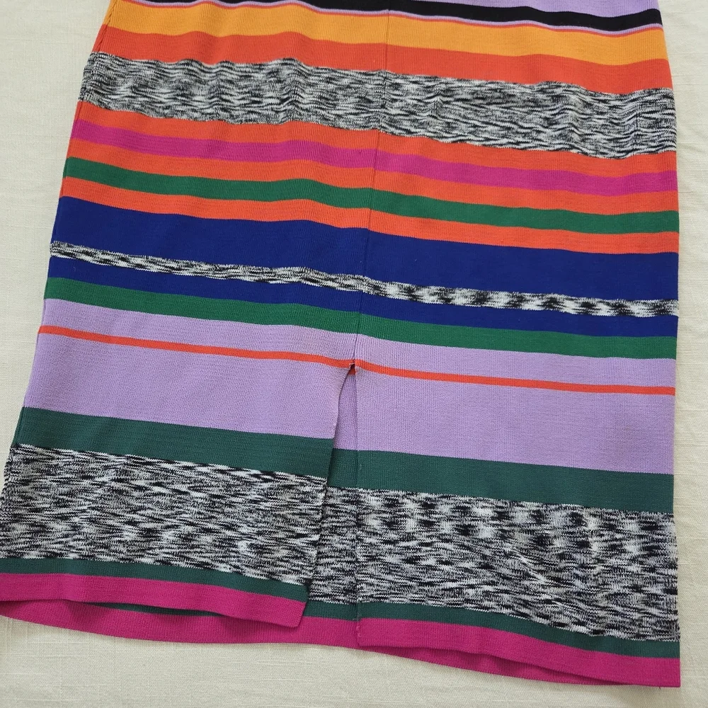 MILLY Rainbow Colorful Striped Women's Dress 10/12 Fitted Bodycon Pencil - Picture 12 of 13
